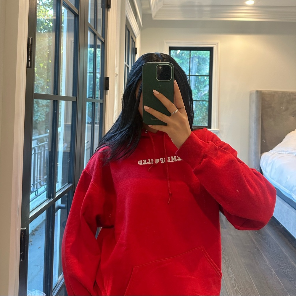 Semispoiled red hoodie